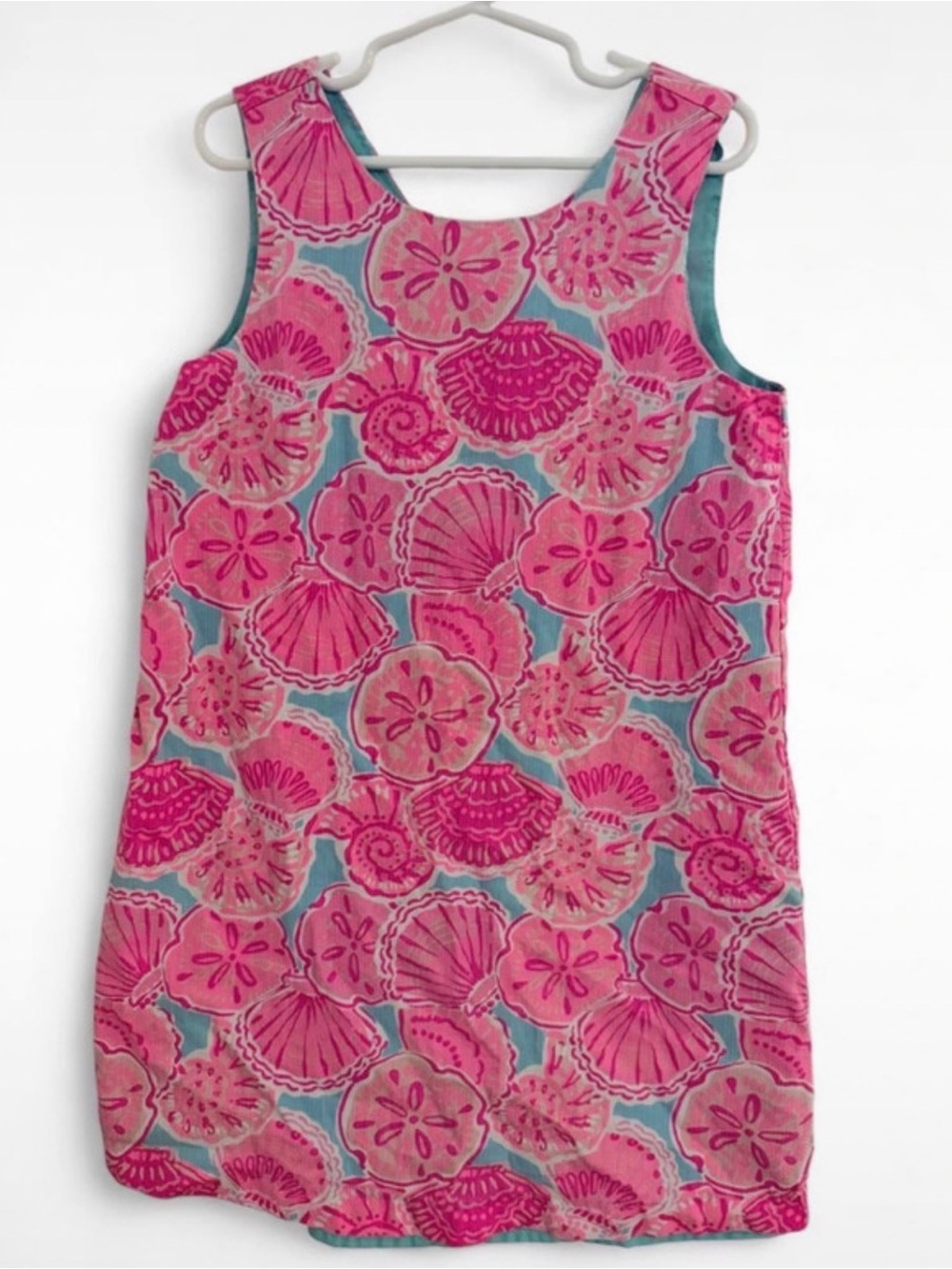 Girls Tommy Bahama Pink Seashell-Print Tank Dress with Teal Accents